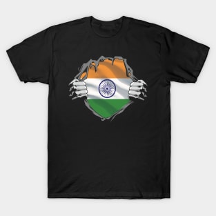 India Chest Burst Flag Indian Pride T-Shirt